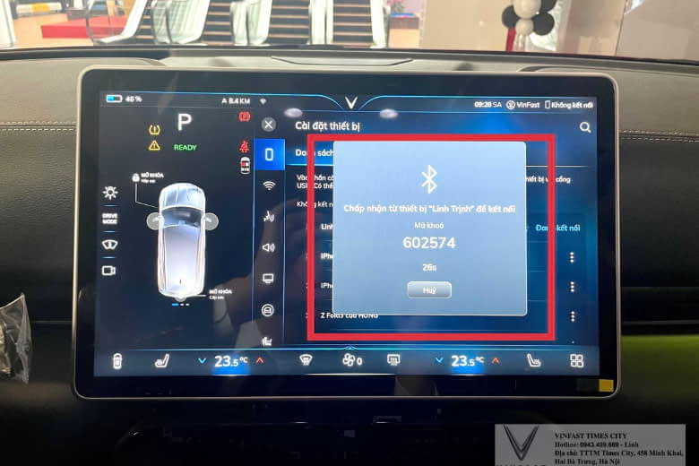 cách kết nối điện thoại với xe vinfast